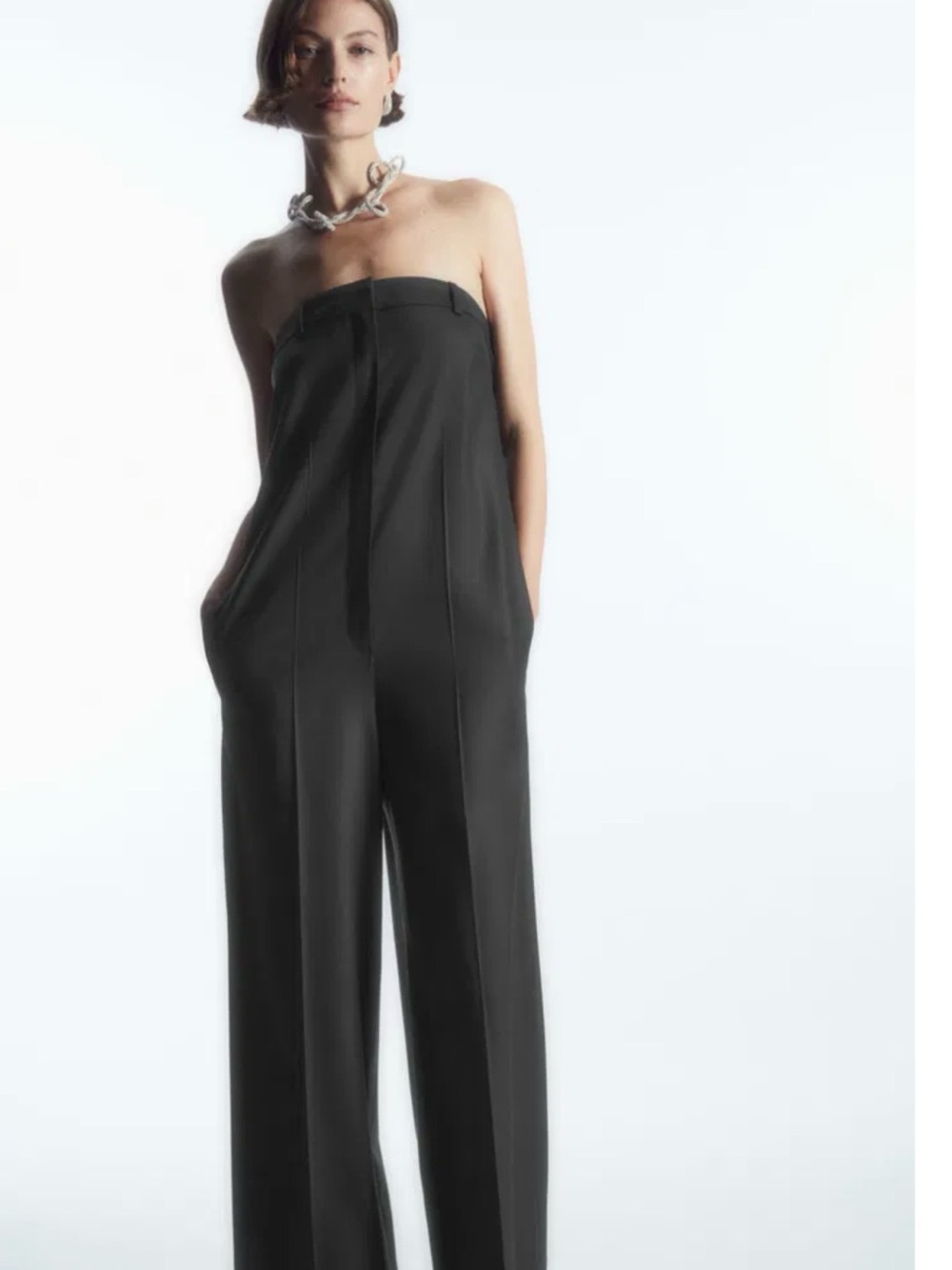COS Strapless Black Wide-Leg Jumpsuit